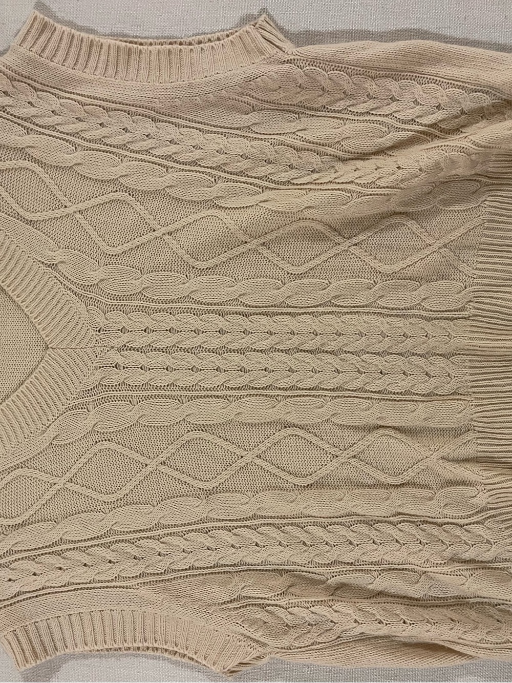 OAK + FORT Cream Cable-Knit V-Neck Sweater Vest - Picture 3 of 3